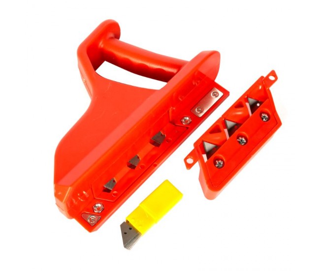 Dispozitiv detoolz pentru sanfrenare gips-carton, aschiere unghi 45°60°, cu 10 lame