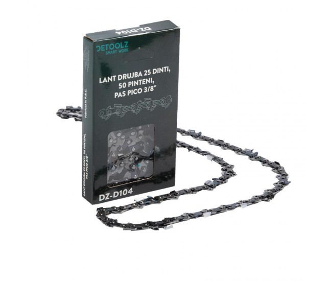 Lant drujba detoolz, lungime 16'', pas 3/8'', grosime 1.3mm, 50 pinteni, 25 dinti, full chisel