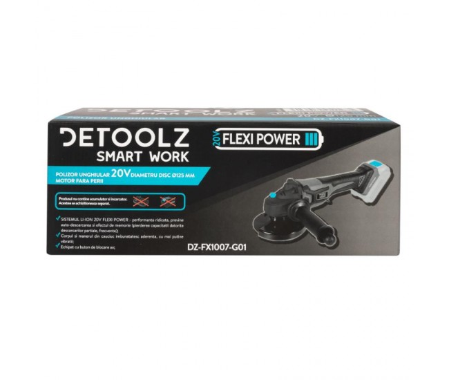 Polizor unghiular detoolz 20v, diametru disc Ø125, motor fara perii