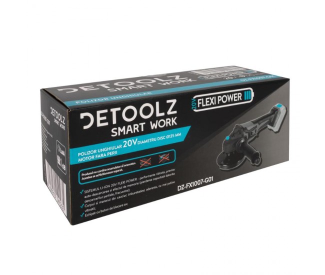 Polizor unghiular detoolz 20v, diametru disc Ø125, motor fara perii