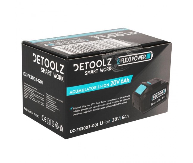 Acumulator li-ion, detoolz, 20v, 6ah