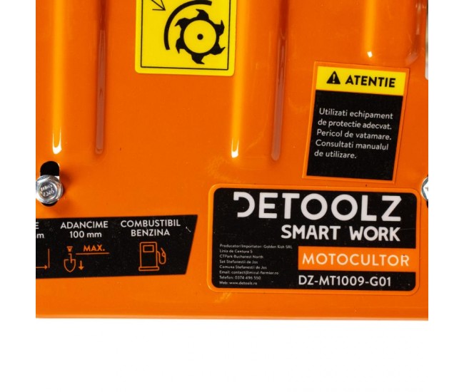 Motocultor 8.5cp detoolz, 212cc, motor benzina 4t, cu 3 viteze si pornire manuala