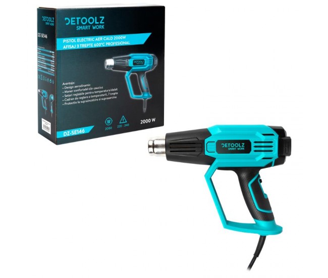 Pistol aer cald 2000 w 3 trepte 600ᵒc profesional