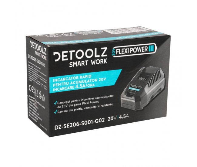 Incarcator rapid, detoolz, pentru acumulator 20v, incarcare 4.5a/h