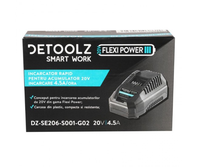 Incarcator rapid, detoolz, pentru acumulator 20v, incarcare 4.5a/h
