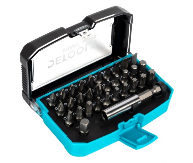 Set biti detoolz, 32 de piese, cu prelungitor magnetic, material cr-v