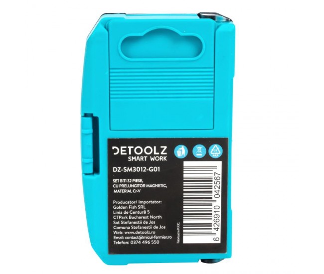 Set biti detoolz, 32 de piese, cu prelungitor magnetic, material cr-v