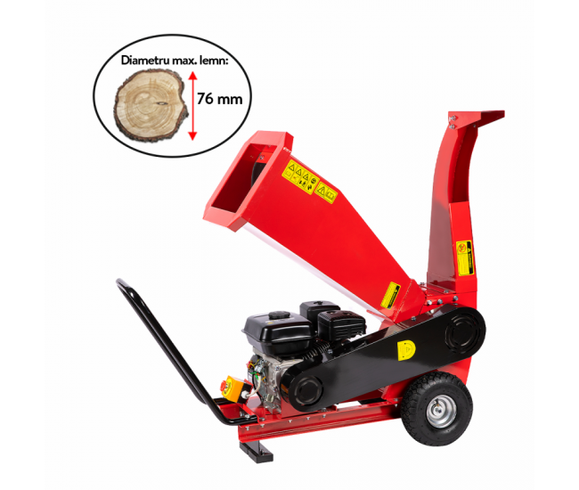 Tocator pentru crengi si vita de vie micul fermier, Ø76mm, motor benzina 6.5cp pentru rumegus