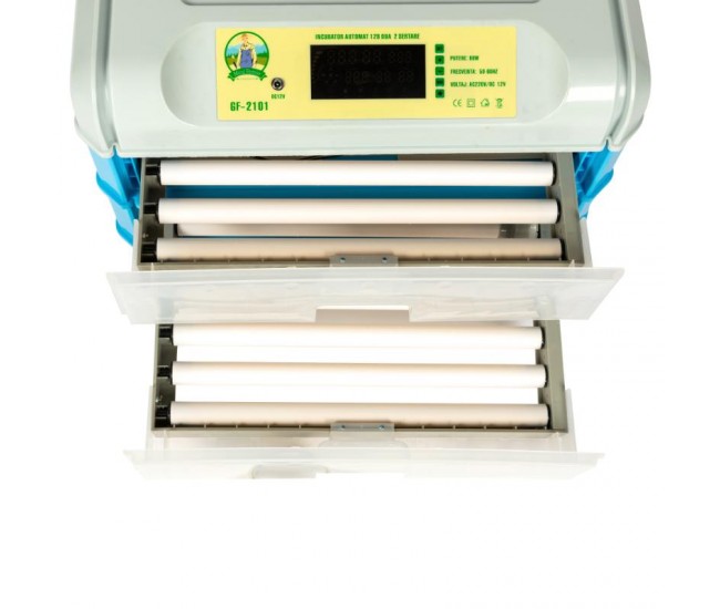 Incubator electric micul fermier capacitate 128 oua, 2 etaje, alimentare 220v/12v