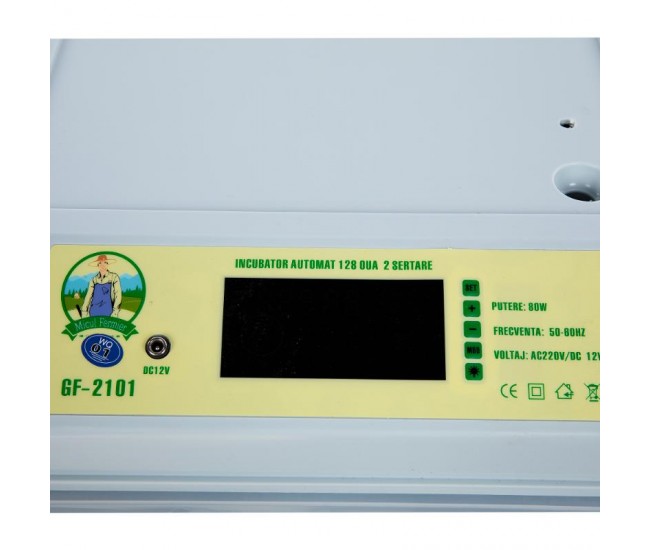 Incubator electric micul fermier capacitate 128 oua, 2 etaje, alimentare 220v/12v