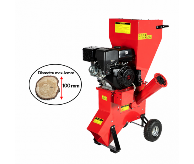 Tocator pentru crengi micul fermier, Ø100mm, motor benzina 15cp, pornire electrica, alimentare verticala, pentru rumegus