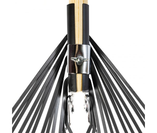 Grebla frunze 24 dinti flexibili,maner lemn,1650mm