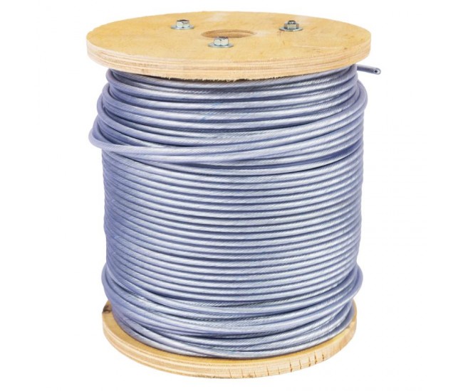 Tambur cablu otel zincat micul fermier, plastifiat, diametru 2-3.5mm, lungime 100m