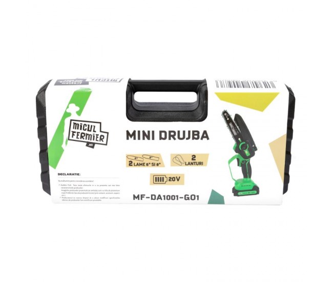 Mini drujba micul fermier, 20v, cu doua lame 6'' si 8'', doua lanturi