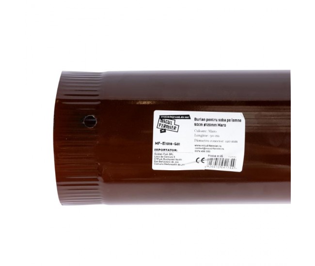 Burlan pentru soba pe lemne, 90cm, ø120mm, maro