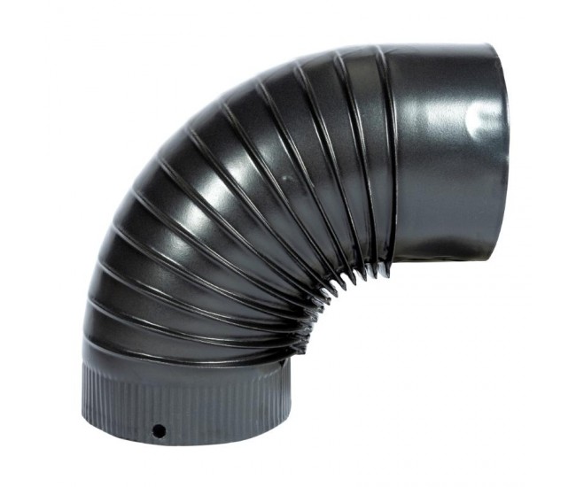 Cot pentru soba pe lemne, 90˚, 120mm, gri mat