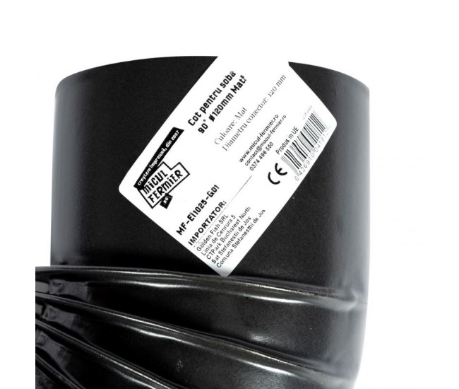 Cot pentru soba pe lemne, 90˚, 120mm, gri mat