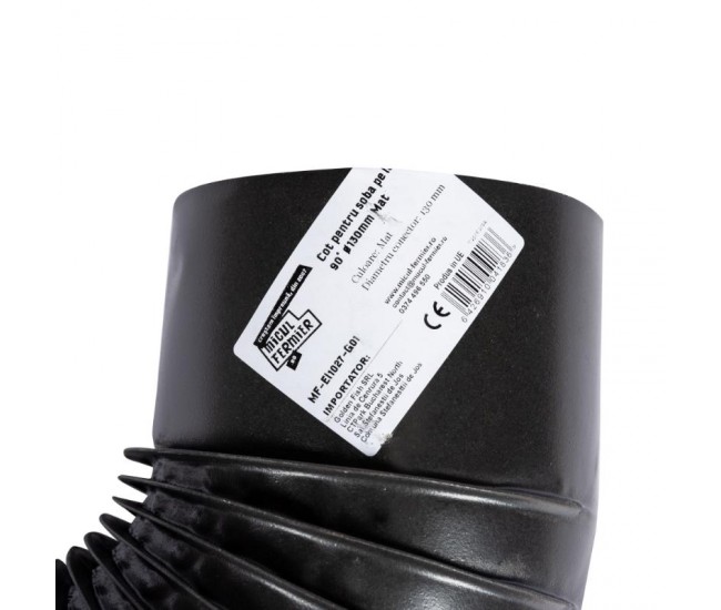 Cot pentru soba pe lemne, 90˚, 130mm, gri mat