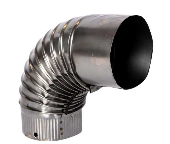 Cot pentru soba pe lemne, 90˚, 120mm, zincat