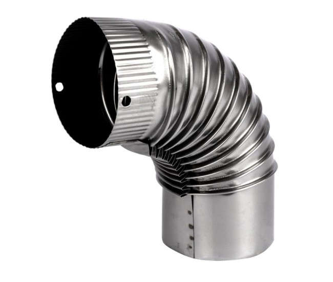 Cot pentru soba pe lemne 90˚ ø120mm 0.4mm, zincat