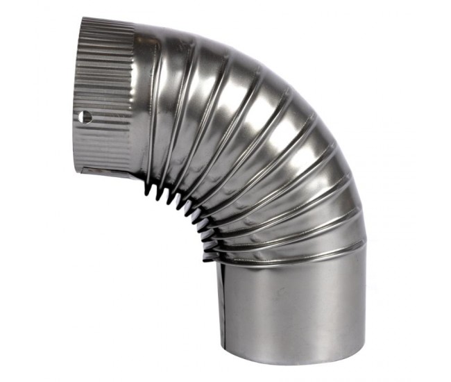 Cot pentru soba pe lemne 90˚ ø120mm 0.4mm, zincat