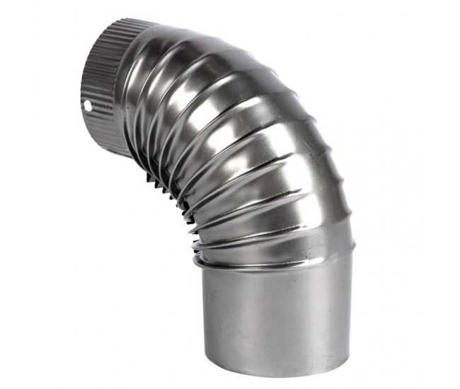 Cot pentru soba pe lemne 90˚ ø120mm 0.4mm, zincat