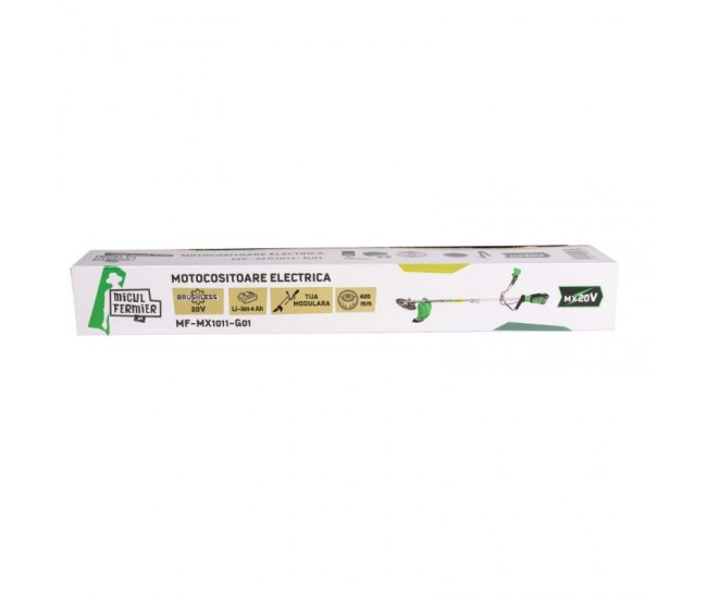 Motocoasa (trimmer) electrica micul fermier 20v, 2 acumulatori 4ah, maner dublu, motor fara perii
