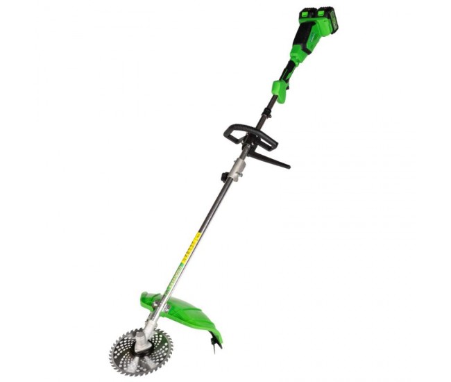 Motocoasa (trimmer) electrica micul fermier 2x20v, 2 acumulatori 4ah, maner simplu, motor fara perii