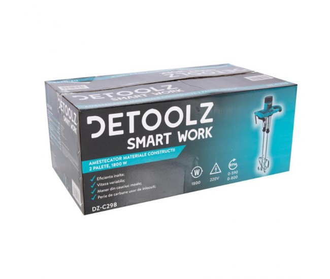 Amestecator materiale constructii detoolz putere 1800w, 2 palete
