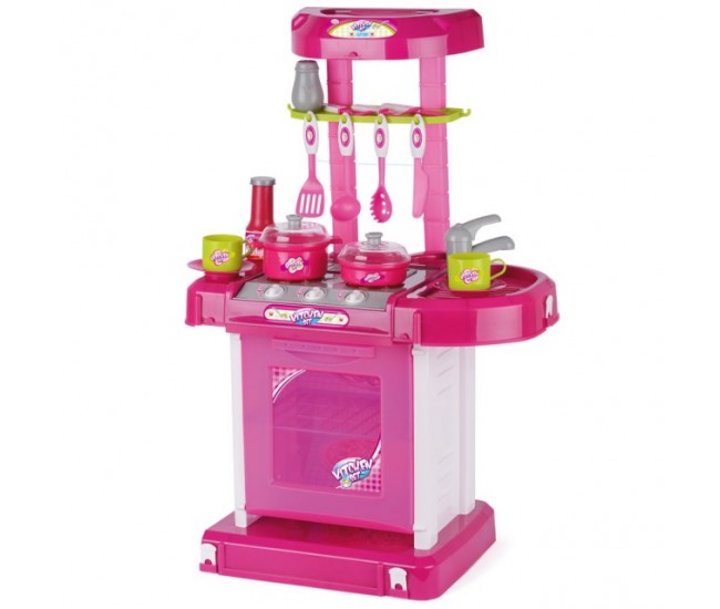 Bucatarie de jucarie cu sunete si lumini, tip gentuta, cu accesorii, 00858 Bucatarie de jucarie cu sunete si lumini, tip gentuta, cu accesorii, 00858