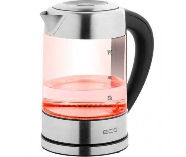 Cana fierbator din sticla ecg rk 1777 iluminare colora, 1,7 l, 2200 w, led