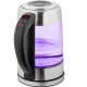 Cana fierbator din sticla ecg rk 1777 iluminare colora, 1,7 l, 2200 w, led