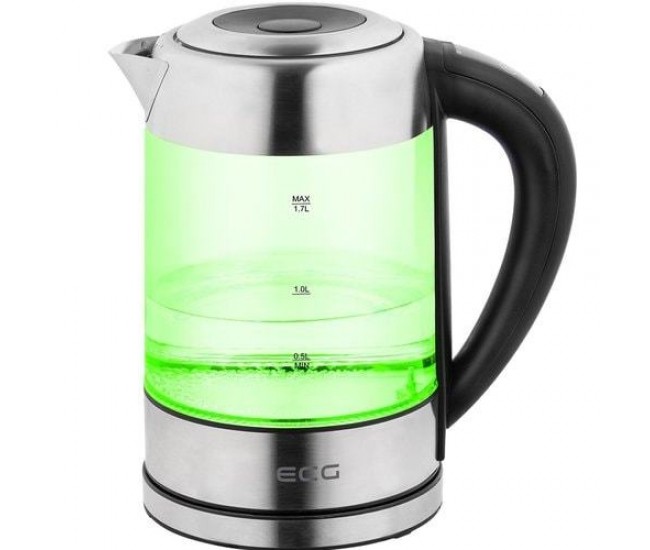 Cana fierbator din sticla ecg rk 1777 iluminare colora, 1,7 l, 2200 w, led
