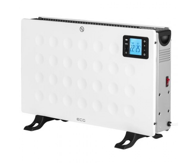 Convector electric de podea ecg tk 2080 dr alb, 2000 w, 3 trepte, termostat, lcd