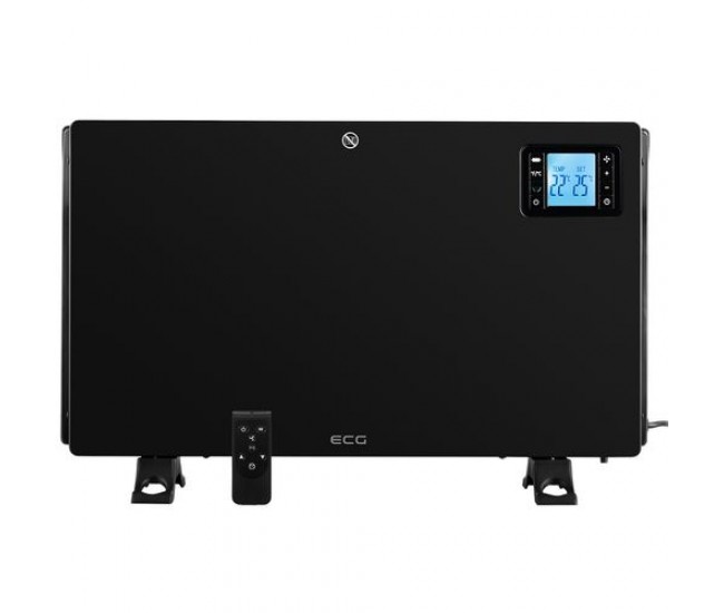 Convector electric de podea ecg tk 2080 dr negru, 2000 w, 3 trepte, termostat, lcd