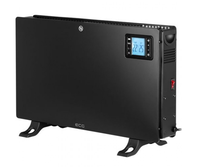 Convector electric de podea ecg tk 2080 dr negru, 2000 w, 3 trepte, termostat, lcd