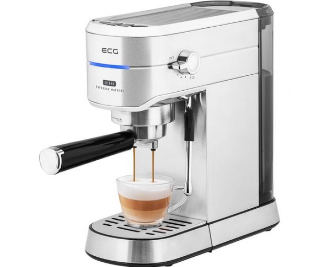 Espressor manual ecg esp 20501, 1450 w,1.25 l, 20 bar, capsule nespresso, pad-uri, dispozitiv spumare, otel inoxidabil