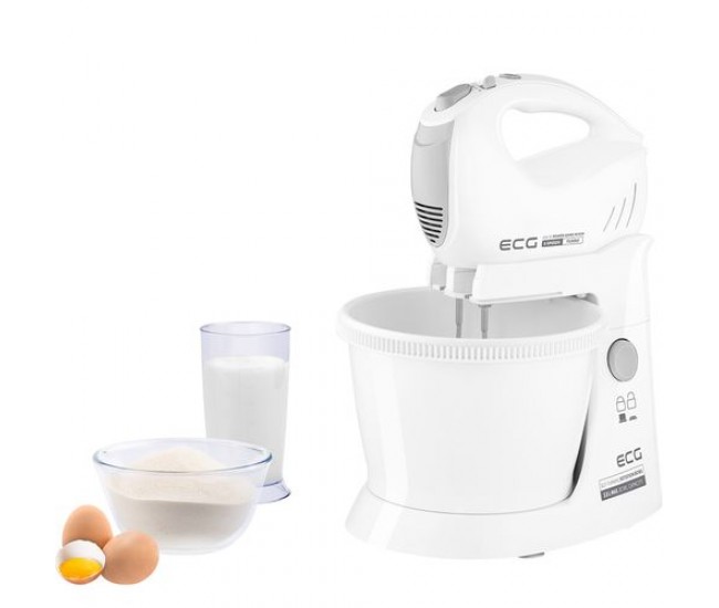 Mixer de mana cu bol ecg rsm 4052, 400 w, 3.5 l, 5 viteze, functie turbo, alb