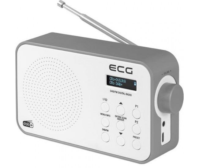 Radio portabil ecg rd 110 dab cu tuner dab+ si fm, alb, 1,2 w, memorie 30 de posturi