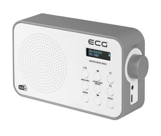 Radio portabil ecg rd 110 dab cu tuner dab+ si fm, alb, 1,2 w, memorie 30 de posturi