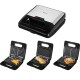 Sandwich-maker ecg s3173 3in1 triangle, 750w, 3 tipuri de placi detasabile, negru-otel inoxidabil