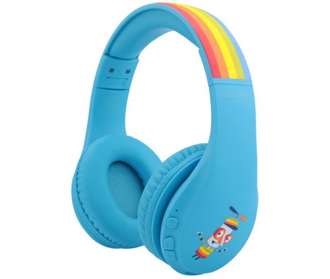 Casti audio fara fir pentru copii GoGEN Decek, Bluetooth 5.2, volum limitat, albastru