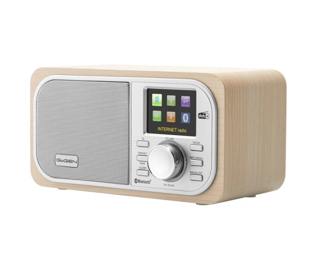 Internet radio GoGEN IR 237 BTDAB, 4 W, DAB+/FM, Bluetooth, USB, LCD color, ceas cu alarma, argintiu/maro