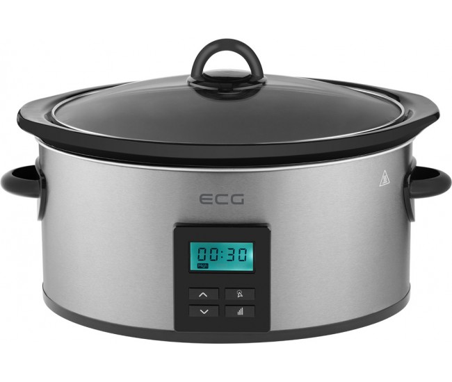 Oala electrica Slow cooker ECG PH 5510 Rider, 5.5 litri, 240 W, vas ceramic, timer, afisaj LED