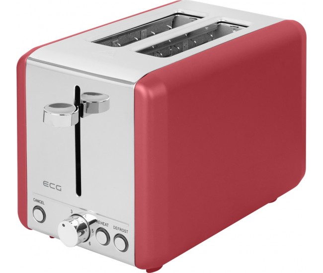 Prajitor de paine ECG ST 2708 Tradizione Corsa, putere 925 W, 2 felii, 6 grade de rumenire, rosu mat