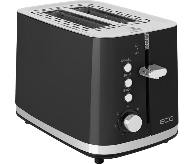 Prajitor de paine ECG ST 2766 Vintage Nero, 925 W, 2 felii, 7 niveluri de rumenire, negru