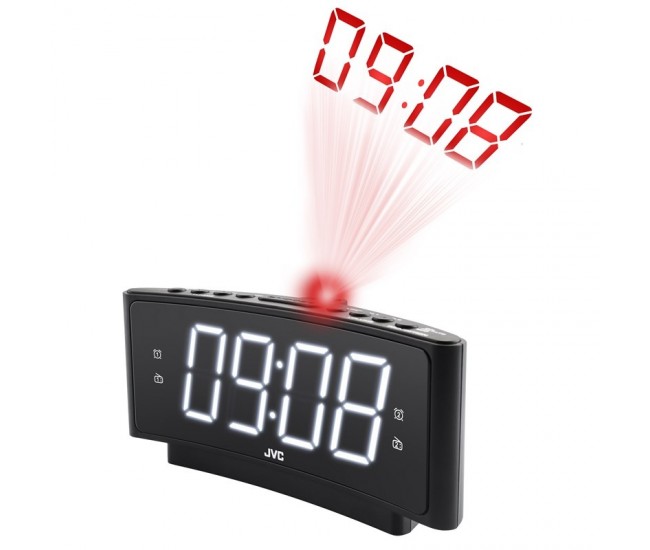 Radio cu ceas JVC RA-E314B, FM, alarma, proiectie, memorie 10 posturi, negru