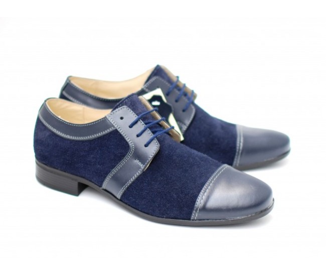 Pantofi bleumarin barbati casual - eleganti din piele naturala - Made in Romania