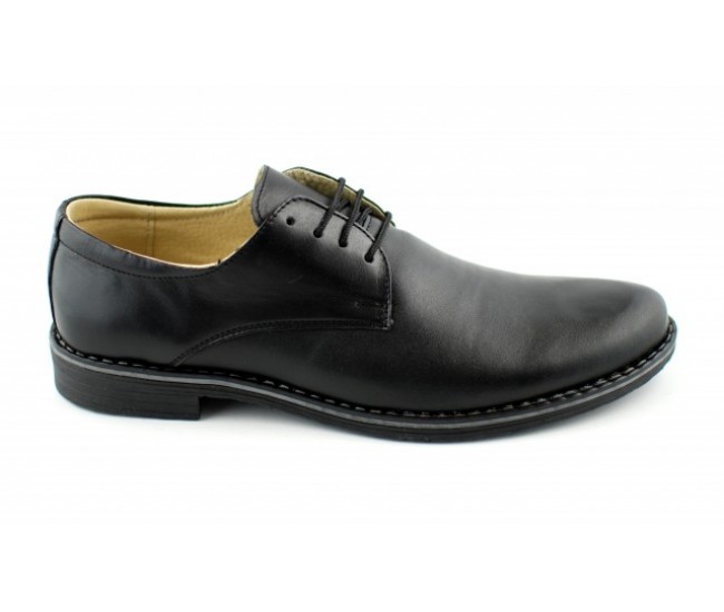 Pantofi negri barbati casual - eleganti din piele naturala EZELBOX