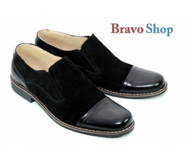 Pantofi negri barbati casual-eleganti din piele naturala - Made in Romania